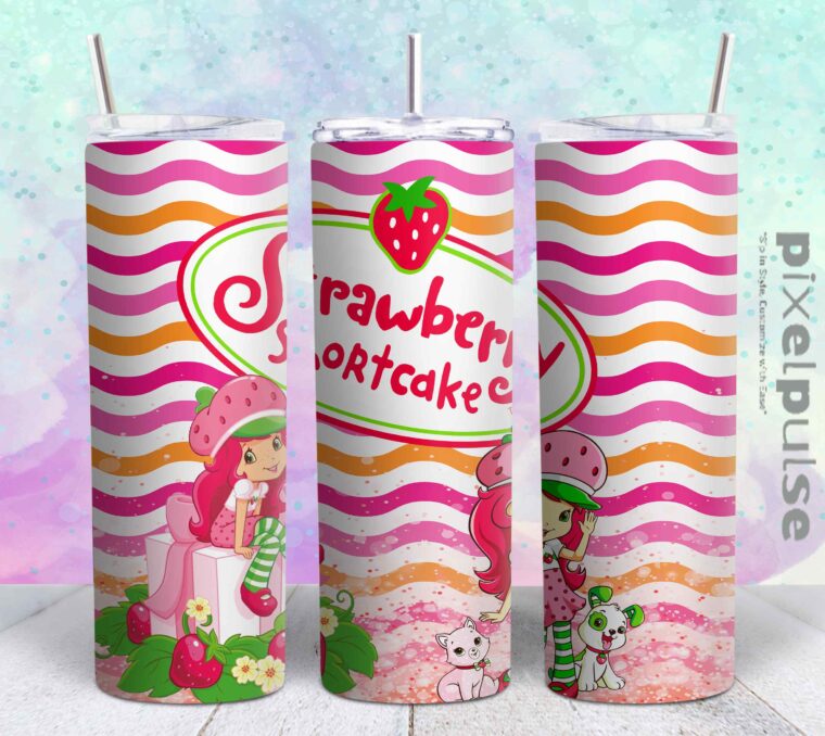 strawberry shortcake cartoon 20oz png file sublimation tumbler design | strawberry shortcake cartoon 20oz sublimation Digital File | Sublimation png