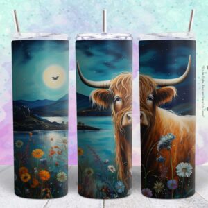 beautiful flower cow 20oz tumbler design png file Tumbler Wrap | beautiful cow Tumbler Digital File | Skinny tumbler Sublimation png