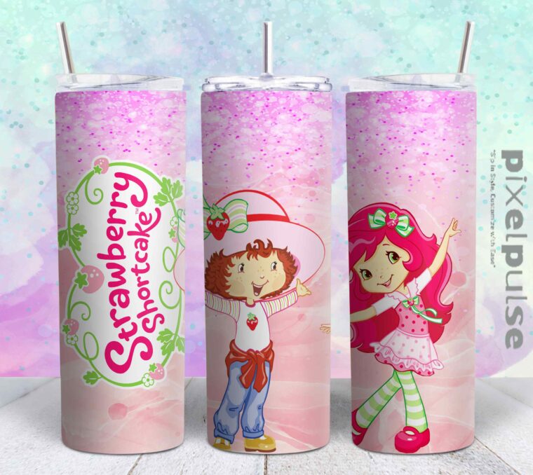 strawberry shortcake cartoon 20oz png file sublimation tumbler design | strawberry shortcake cartoon 20oz sublimation Digital File | Sublimation png