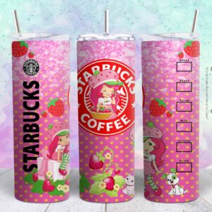 strawberry shortcake cartoon 20oz png file sublimation tumbler design | strawberry shortcake cartoon 20oz sublimation Digital File | Sublimation png