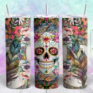 skull flower 20oz png file sublimation tumbler design | skull flower 20oz sublimation Digital File | Sublimation png