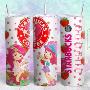 strawberry shortcake cartoon 20oz png file sublimation tumbler design | strawberry shortcake cartoon 20oz sublimation Digital File | Sublimation png