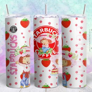 strawberry shortcake cartoon 20oz png file sublimation tumbler design | strawberry shortcake cartoon 20oz sublimation Digital File | Sublimation png