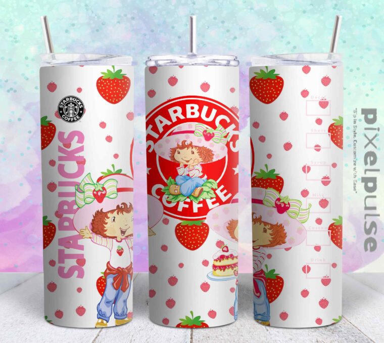 strawberry shortcake cartoon 20oz png file sublimation tumbler design | strawberry shortcake cartoon 20oz sublimation Digital File | Sublimation png