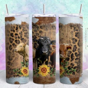 beautiful sunflower cow tumbler 20oz tumbler design png file Tumbler Wrap | beautiful cow Tumbler Digital File | Skinny tumbler Sublimation png