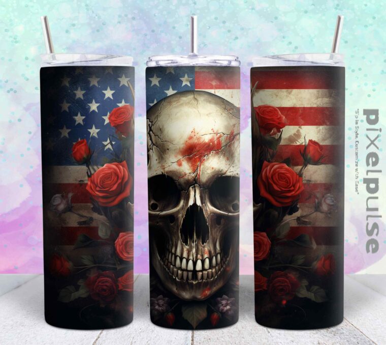 skull flower 20oz png file sublimation tumbler design | skull flower 20oz sublimation Digital File | Sublimation png