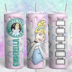 cinderella disney princess 3d 20oz tumbler design Tumbler Wrap | cinderella Tumbler Digital File | Skinny tumbler Sublimation png,