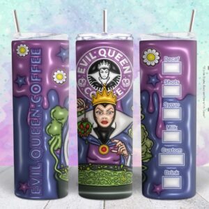 evil queen disney princess 3d 20oz tumbler design Tumbler Wrap | evil queen Tumbler Digital File | Skinny tumbler Sublimation png,