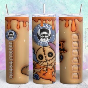 ohana halloween starbuck 3d 20oz tumbler design Tumbler Wrap | ohana 3d halloween starbuck Tumbler Digital File | Skinny tumbler Sublimation png,