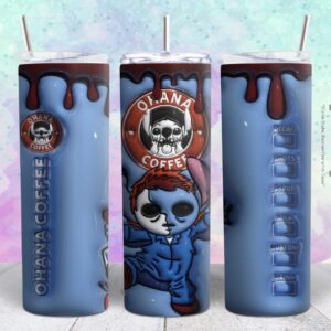 ohana halloween starbuck 3d 20oz tumbler design Tumbler Wrap | ohana 3d halloween starbuck Tumbler Digital File | Skinny tumbler Sublimation png,