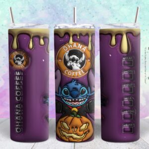 ohana halloween starbuck 3d 20oz tumbler design Tumbler Wrap | ohana 3d halloween starbuck Tumbler Digital File | Skinny tumbler Sublimation png,