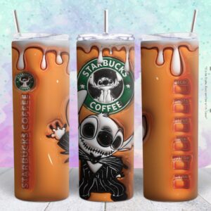 ohana halloween starbuck 3d 20oz tumbler design Tumbler Wrap | ohana 3d halloween starbuck Tumbler Digital File | Skinny tumbler Sublimation png,