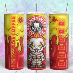 pennywise halloween starbuck 3d 20oz tumbler design Tumbler Wrap | penny wise 3d halloween starbuck Tumbler Digital File | Skinny tumbler Sublimation png,