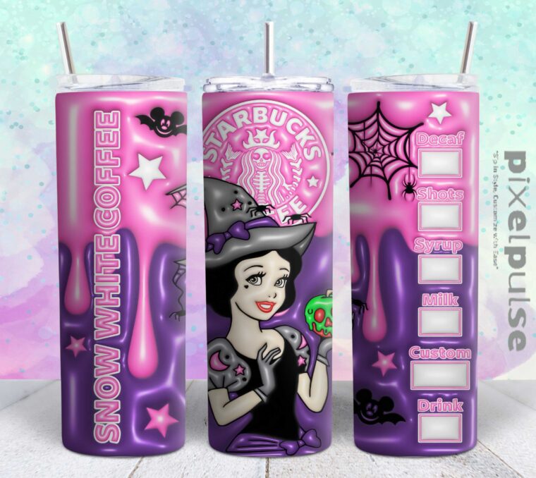 snow white disney princess 3d 20oz tumbler design Tumbler Wrap | snow white Tumbler Digital File | Skinny tumbler Sublimation png,