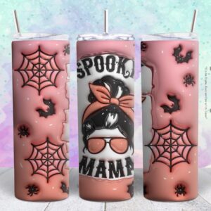 spook mama halloween 3d 20oz tumbler design Tumbler Wrap | spook mama halloween Tumbler Digital File | Skinny tumbler Sublimation png,